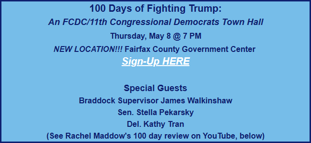 Thurs., May 8: FCDC 100 Days of Fighting Trump Town Hall