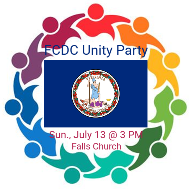 FCDC Unity Party >> Sun., July 13 @ 3 PM >> Falls Church FCDC Unity Party >> Sun., July 13 @ 3 PM >> Falls Church