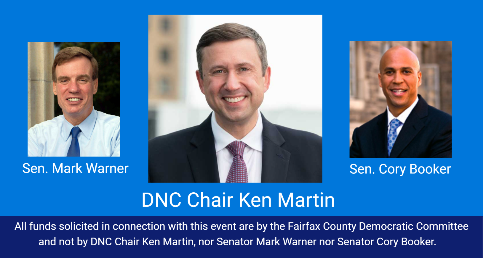 May 18 Blue Fairfax Dinner >> DNC Chair Ken Martin Keynote Speaker | Senators Warner and Booker Featured Speakers